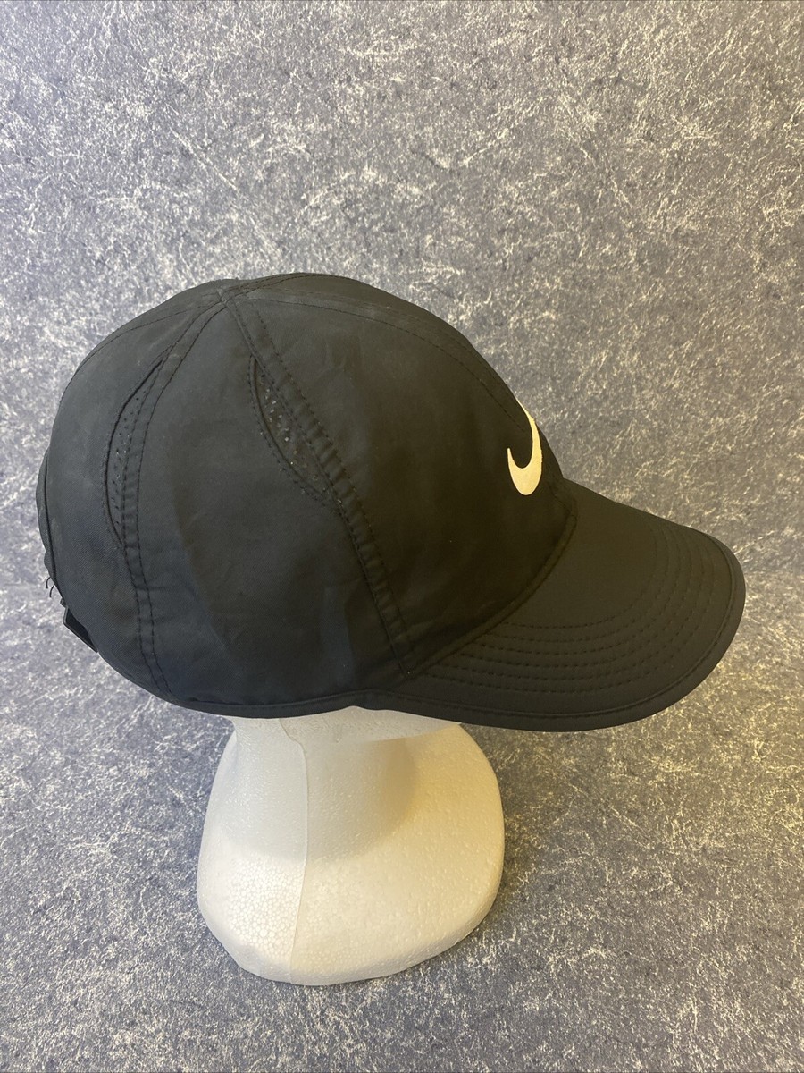 Nike Featherlight Hat Cap Strapback Youth Kids Boys Black Swoosh