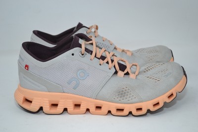 On Cloud X Silver Almond Womens Size 6.5 Gray Peach Brown Running Shoes Sneakers