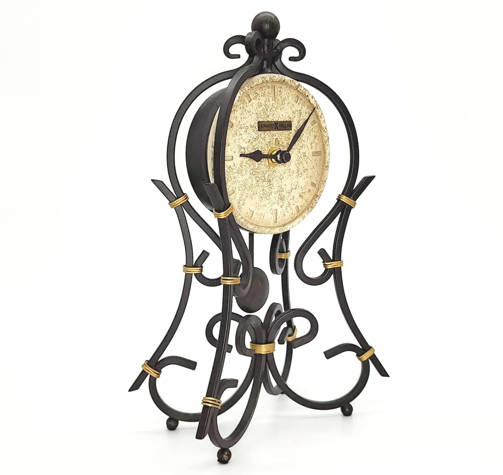 Stunning Howard Miller Vercelli Mantel Clock WroughtIron w/Gold