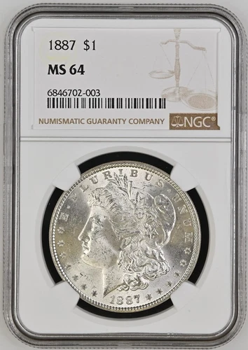 1887 $1 NGC MS 64