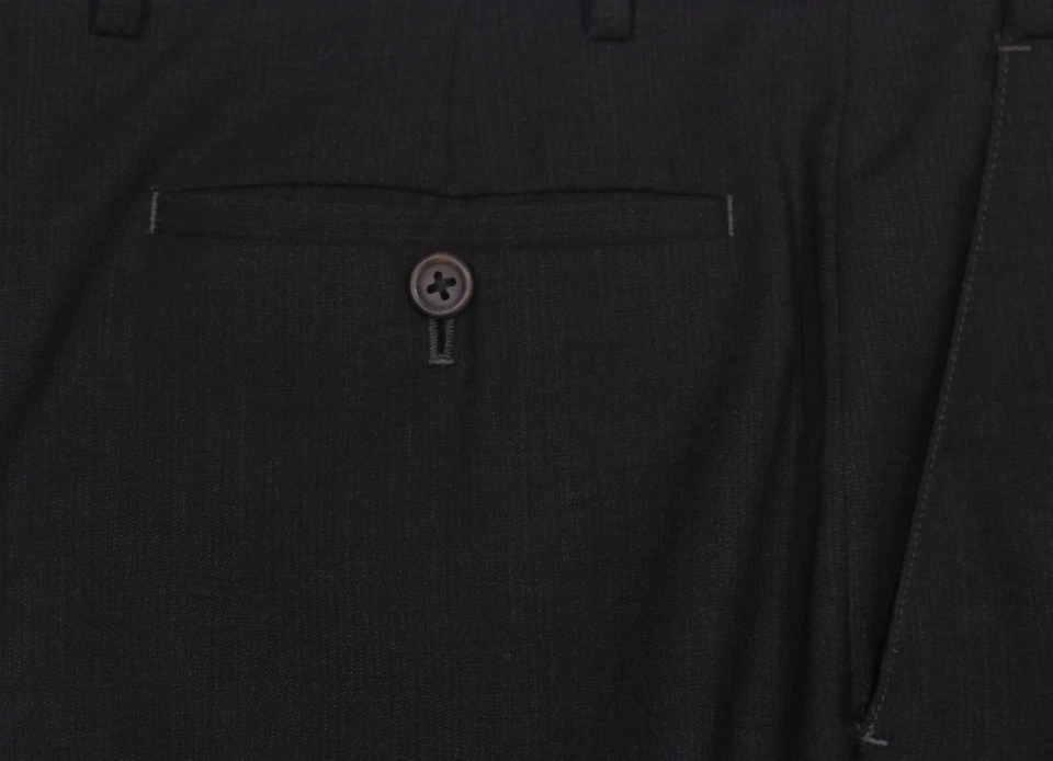 Pantalones de vestir Armani Collezioni 37x31 gris lana tejido acanalado frente plano Foto 3 de 4