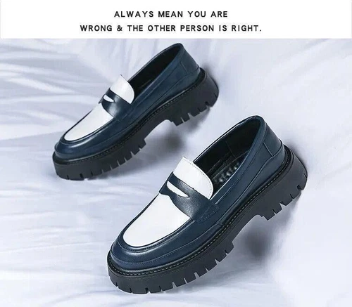British Mens Leather Loafers Slip On Platform Business Round Toe Dress Shoes New - Picture 16 of 18