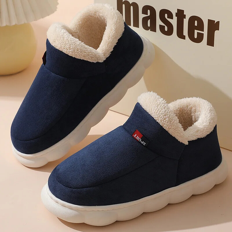 Winter Fur Plush House Shoes - Warm Anti-Skid Padded Platform Slippers-image