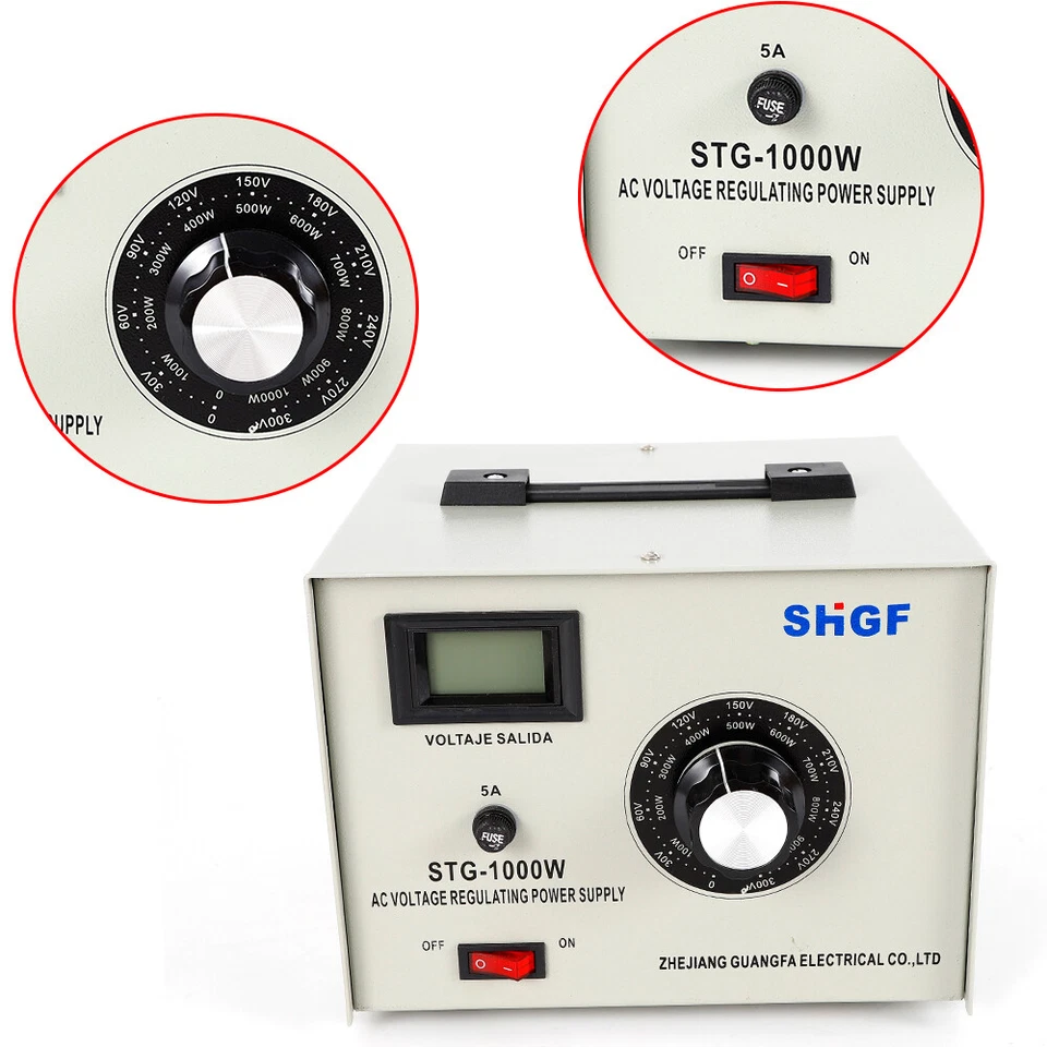 1000W 0-300V transformador automático variável CA regulador de tensão variável medido EUA - Imagem 3 de 4
