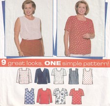 9 Styles Plus Size Shirts Pattern 18W-24W Design Your Own Top Simplicity 7034
