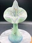 Fenton Tulip JIP Jack in Pulpit Vase Sea Green Satin #7255GG Floral Interlude