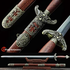 101CM High Carbon Steel Rosewood Chinese Double Edged Sword Qing Dynasty Jian 清剑