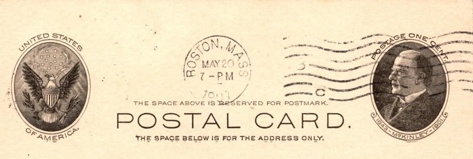 1902 UX18 US Postal Card McKinley 1c BOSTON MA National Coal Tar Co ORDER UPDATE - Image 2 of 4