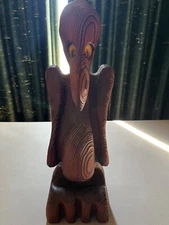 Vintage MCM VULTURE BIRD FIGURINE Nils Strandin Cryptomeria Wood Felt Eyes 