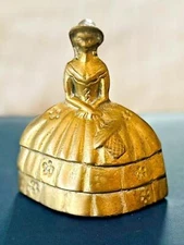 Vintage 1940s Southern Belle brass figural bell lady decor