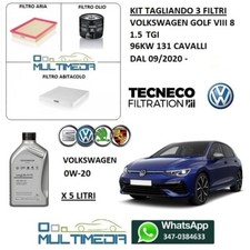TAGLIANDO 3 FILTRI E OLIO VOLKSWAGEN GOLF 8 VIII 1.5 TGI 96KW 131 CV CAVALLI