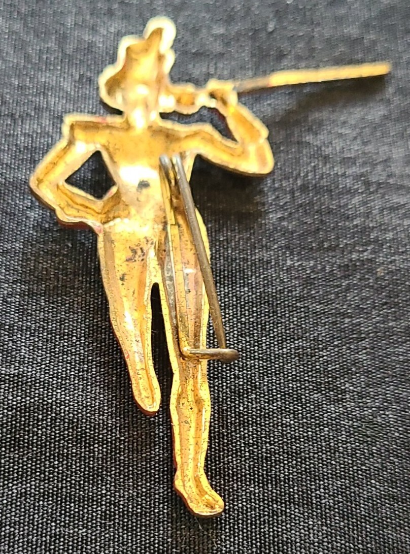 Vintage Drum Major Majorette Enamel Paint Pin Brooch Gem