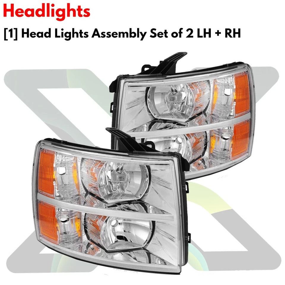 Front Bumper & Headlights Kit For 2007-2010 Chevrolet Silverado 2500 3500 HD Foto 4 de 4