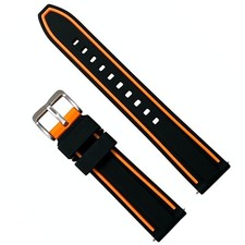 Dive Watch Strap Silicone Two Tone Rubber Black Colour Quick Release 20 22 24 mm
