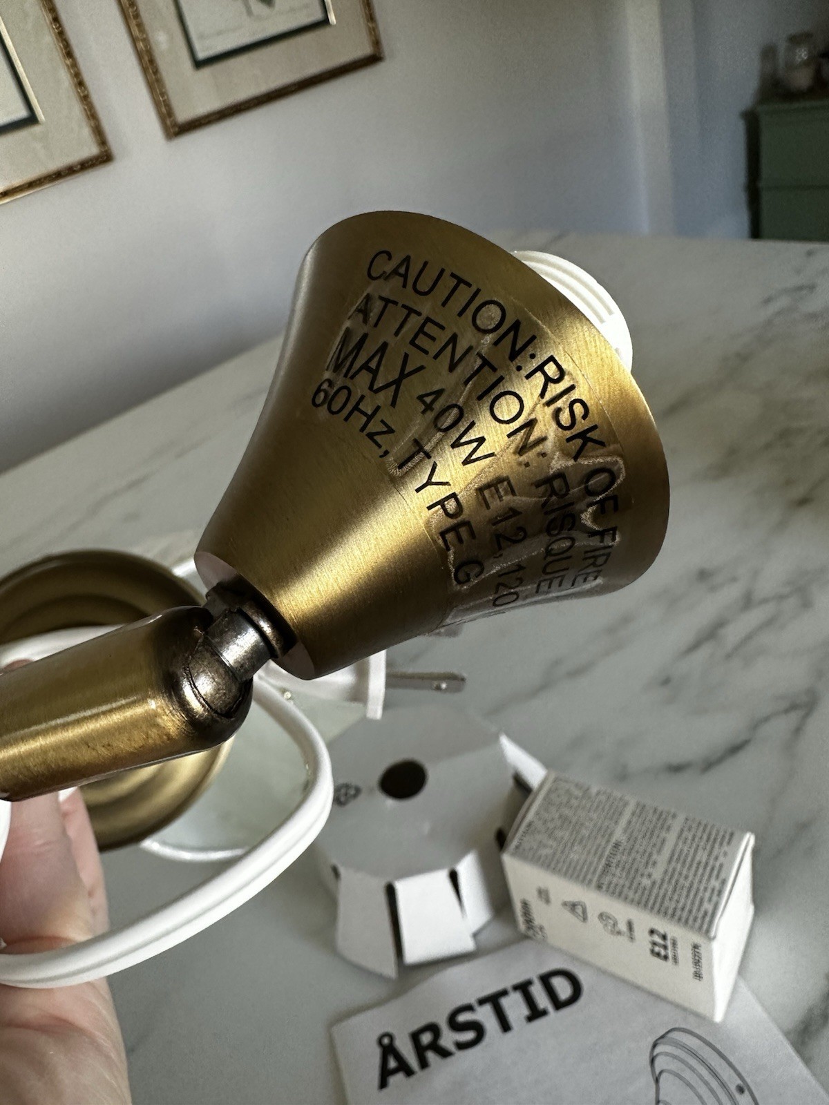 Ikea Arstid Wall Lamp 604.161.62 Brass w/ Pleated Shade Open Box🌸🩷