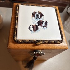 Saint Bernard urn wooden box see pics 7.5 x 5.5 x 5.5 v008