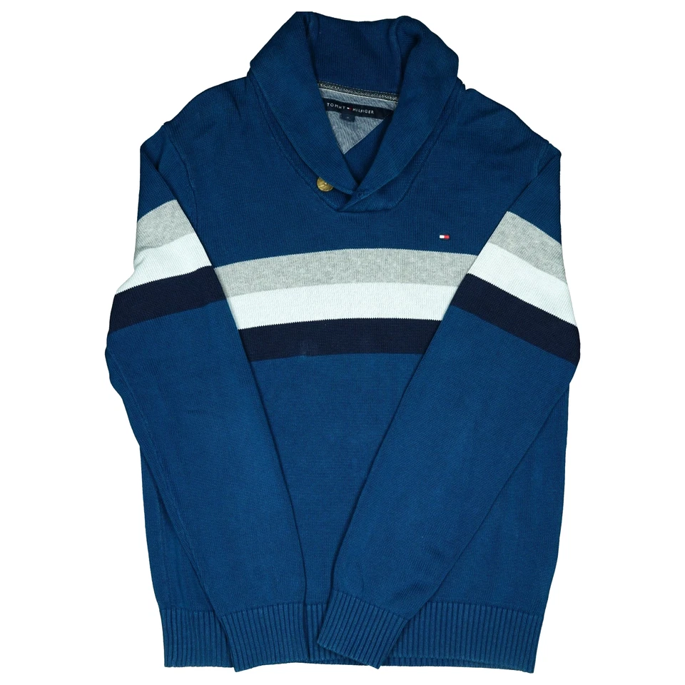 Tommy Hilfiger M Pullover Blau Herren Freizeit Strick V Neck Freizeit - Bild 1 von 3