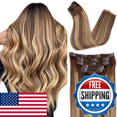 Origen Clip In Hair Extensions Real Remy Human Hair Chocolate Brown To Caramel