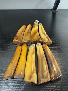 Vintage Set of 9 Bakelite Handles Brown yellow