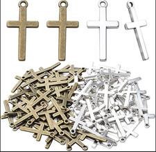 100Pcs 27Mm 13Mm Cross Alloy Bead Charms for DIY Jewelry Making Crafts