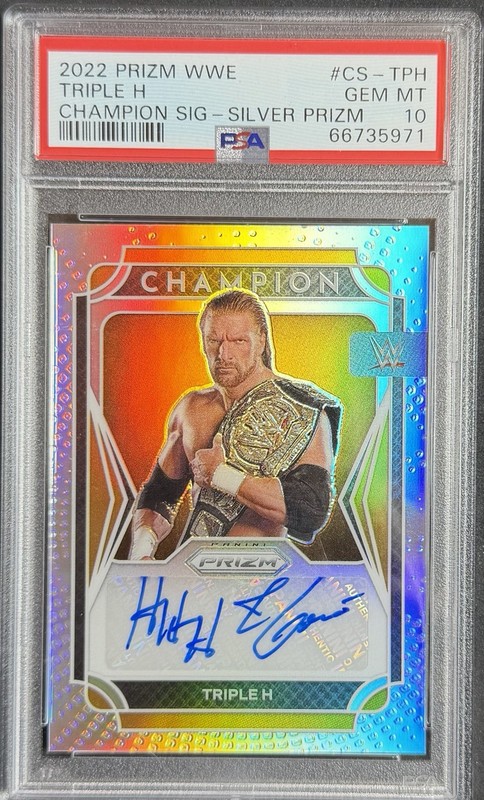 2022 Prizm WWE Triple H #CS-TPH Champion Signatures Silver PSA 10