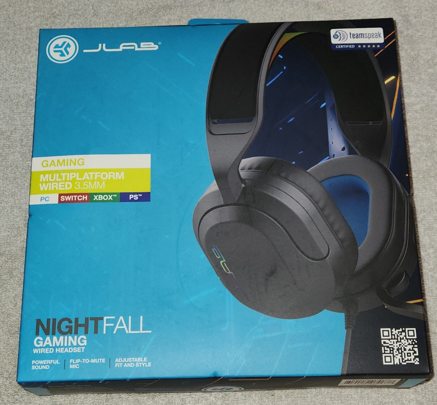 JLab Nightfall Wired Gaming Headset Over Ear, Boom Mic, PS5, PS4, XBox, PC NIB