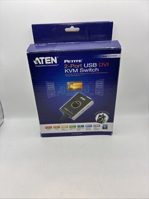 ATEN 2-Port USB DVI Portable KVM Switch Box Black CS682, Audio, PS/2