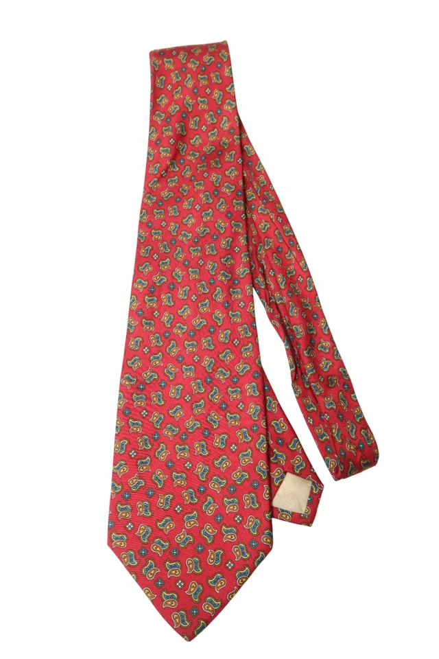 MICHELANGELO Tie Men's One Size Red Patterned Pointed Pure Silk - Image 4 of 4