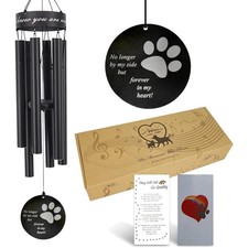 Pet Memorial Wind Chime, 30 Inches Paw Print Pet Remembrance Gift to Honor an...