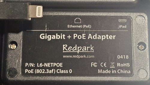 Lot 2ea Redpark Gigabit Ethernet PoE Adapter for iPad L6-NETPOE Black FREESHIP