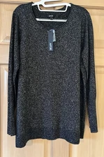 Apt. 9 Women's XL Long Sleeve Black/Metallic Sweater NWT