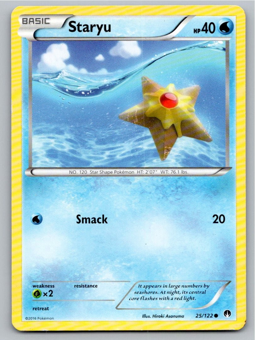 2016 POKEMON STARYU BREAKPOINT 25/122 C LP A80127 FREE S&H