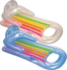 Intex Pool Lounge Inflatable Swimming Lounger W/Headrest Blue & Silver Set, 2Pk