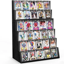 Card Display Stand, 6-Tier Trading Card Display, Wood Detachable Graded Card ...