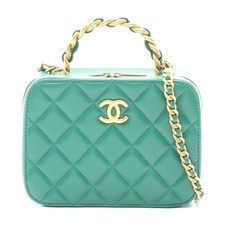 Chanel Lambskin Matelasse Shoulder Bag Green