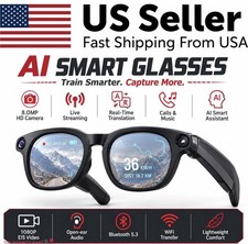 AI Smart Glasses Polarized Sunglasses Lenses for Men Women  8MP Camera 4k Video