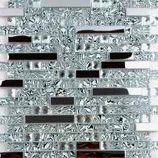 11PCS Glass stainless steel mosaic tile for kitchen backsplash bathroom