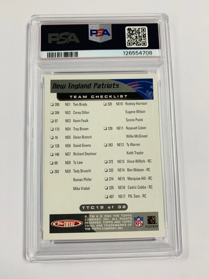 2004 TOPPS TOTAL TOM BRADY #TTC19 PSA 10 GEM MINT GRADED PATRIOTS - Image 2 of 2