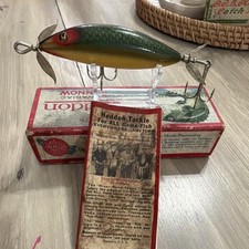 Vintage Wood Heddon Dowagiac Sos Minnow No. 169D Lure w/ Box Insert. Ex +
