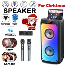 Karaoke Machine with 2 Wireless Microphones, Portable Bluetooth Karaoke Speaker