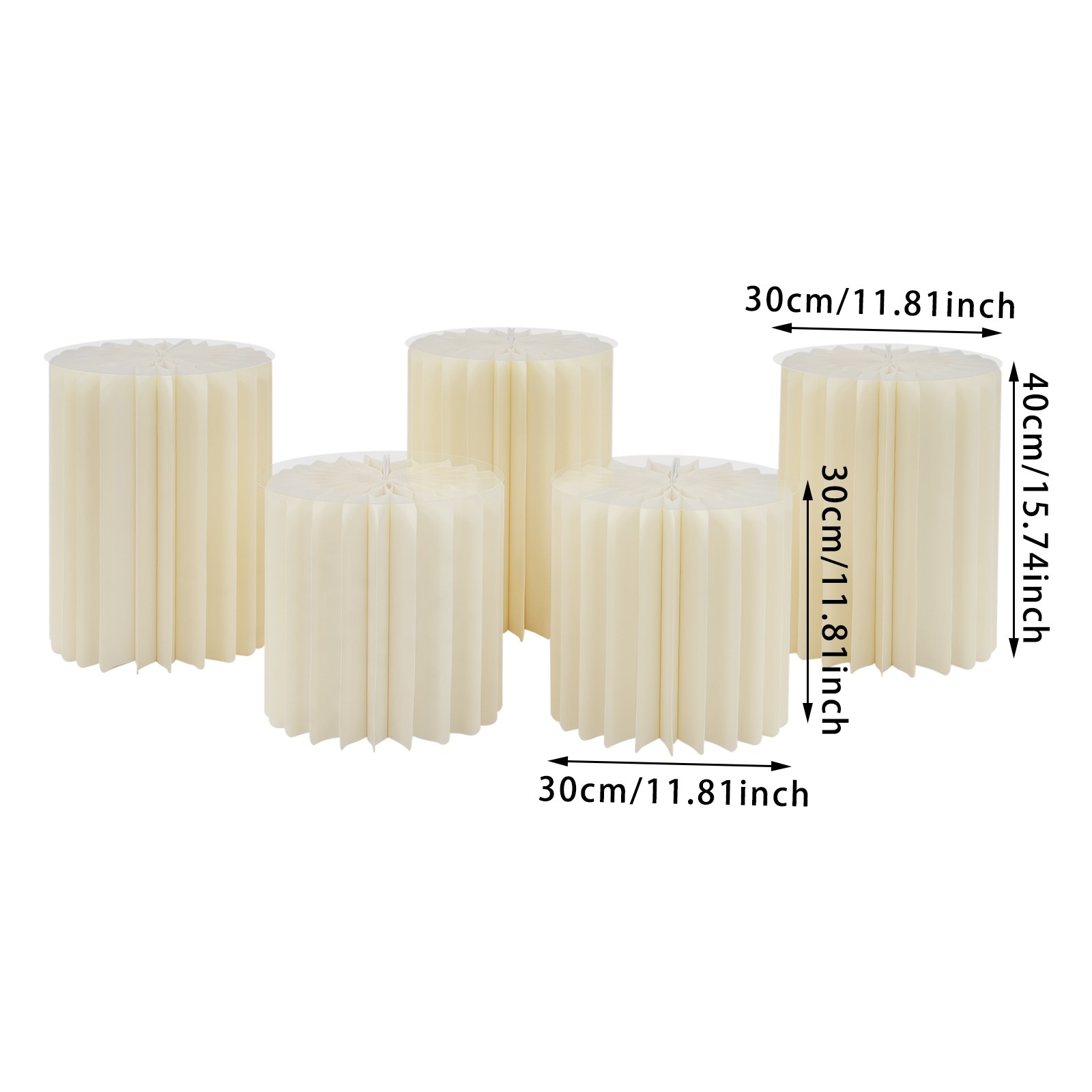 5Pcs Foldable Paper Column Display Stands, Round Cylinder Wedding Flower Stands