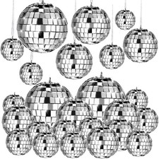 MTLEE 20 Pcs Disco Balls 2.4 Inch, 2 1.6 1.2 Silver