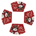 Christmas Snowman Wedge Shape Placemats for Round 12" x 18", Wedge 4 Pcs Red