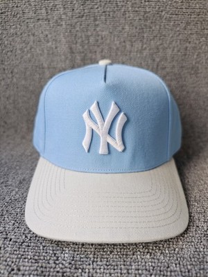 Mitchell & Ness New York Yankees NY Snapback Hat Light Blue White Flat Brim