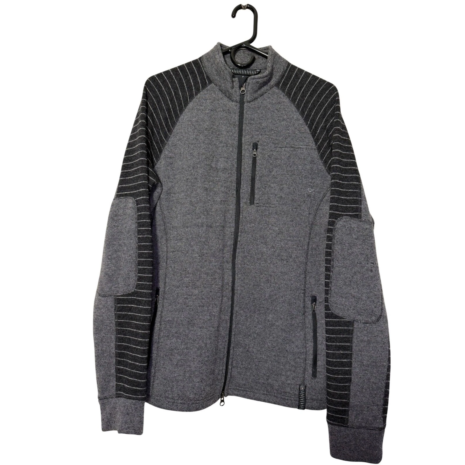 Prana Mens Full Zip Jacket Pockets Gray Stripe Wool Blend Outdoor Athletic Large
Opens in a new wind