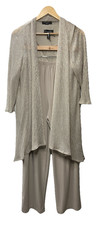 R&M Richards Womens 3 Piece Set Pants Open-Front Blazer Size 12 Champagne 445786