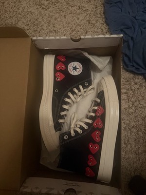 Converse Chuck 70 CDG Hi Comme Des Garcons Play Black Red Hearts Canvas Men's 10