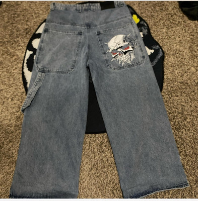 jnco type jeans embroided skull jeans