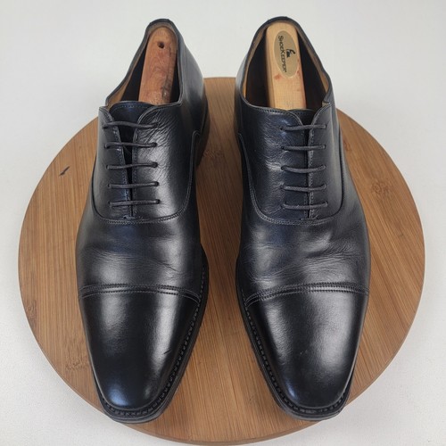 Santoni Classic Oxford Captoe Black Leather Formal Dress Shoes Men's 9.5 D $625