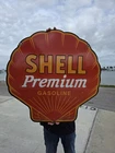 HUGE VINTAGE SHELL PREMIUM GASOLINE PORCELAIN SIGN MOTOR OIL  30"x30"*